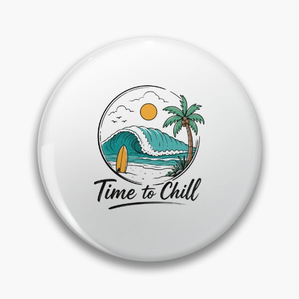 Item preview, Time To Chill Surfing Beach Ocean Vacation designed and sold by SkeletonsDanger.