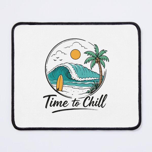 Item preview, Time To Chill Surfing Beach Ocean Vacation designed and sold by SkeletonsDanger.