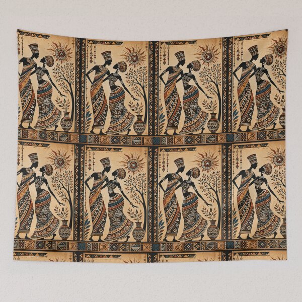 Item preview, African Tribal Harmony | Ethnic Couple Folk Art Poster designed and sold by STIC-ART.