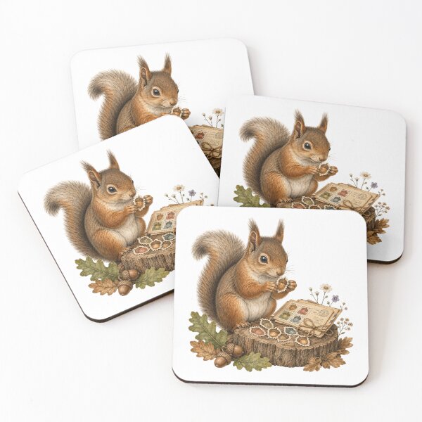 Item preview, Acorn Stamp Squirrel Woodland Mail Collector designed and sold by Mosslume Studio.