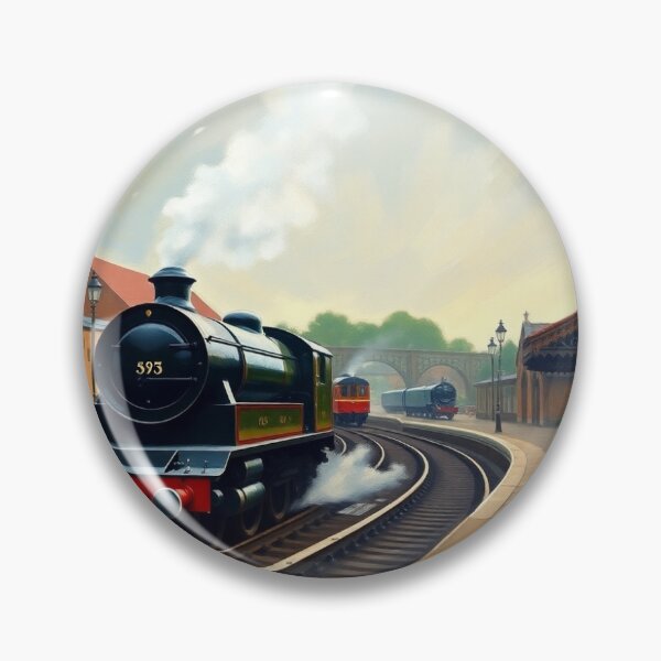 Item preview, A steam train at a railway station. designed and sold by oldMastersofart.