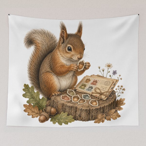 Item preview, Acorn Stamp Squirrel Woodland Mail Collector designed and sold by Mosslume Studio.