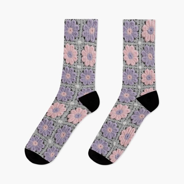 Item preview, Fuzzy Chenille Crochet Pink Lilac Flower Square designed and sold by LuisWorks.