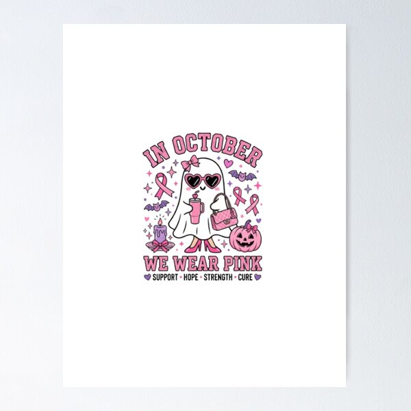 Item preview, In October We Wear Pink Spooky Cute Coquette Ghost Halloween  designed and sold by HamadaArtivio1.