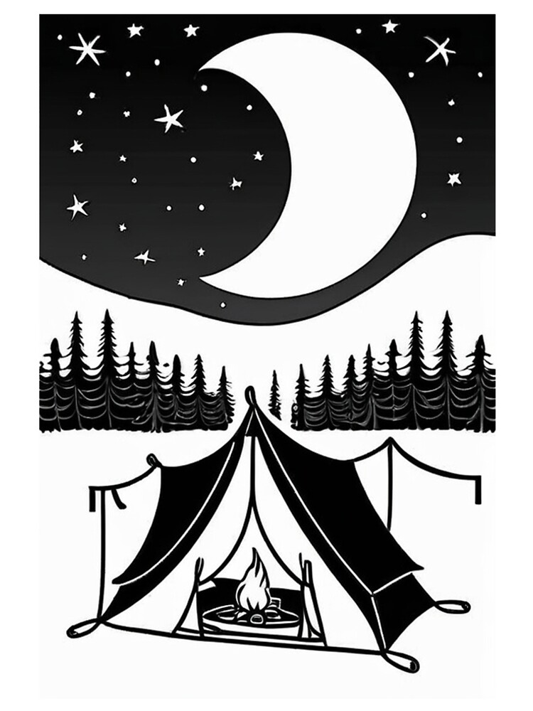 Thumbnail 5 von 5, A-Linien Kleid, Illustration - Camping Scene, Minimalist Aesthetic of the 1960s designt und verkauft von Reverso-Design.