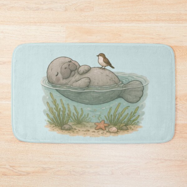 Item preview, Cute Floating Manatee designed and sold by MellowMunchkins.