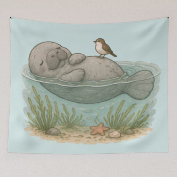 Item preview, Cute Floating Manatee designed and sold by MellowMunchkins.