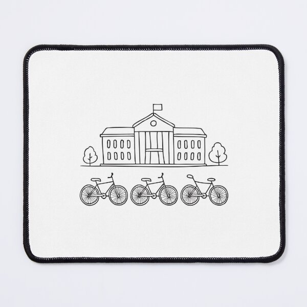 Item preview, Bicycles lined up beside the entrance of a campus library designed and sold by rasagamastore.