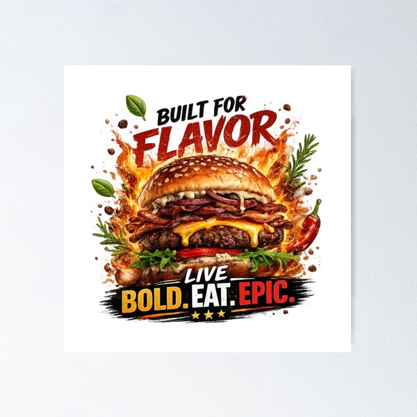 Item preview, Built For Flavor: Gourmet Herbs Fire Cheeseburger Live Bold Eat Epic designed and sold by irfanshikh.