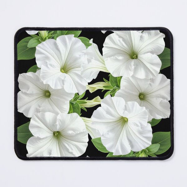 Item preview, Elegant White Petunias on Black – High Contrast Minimalist Floral Pattern designed and sold by Jyoti-Quotes.