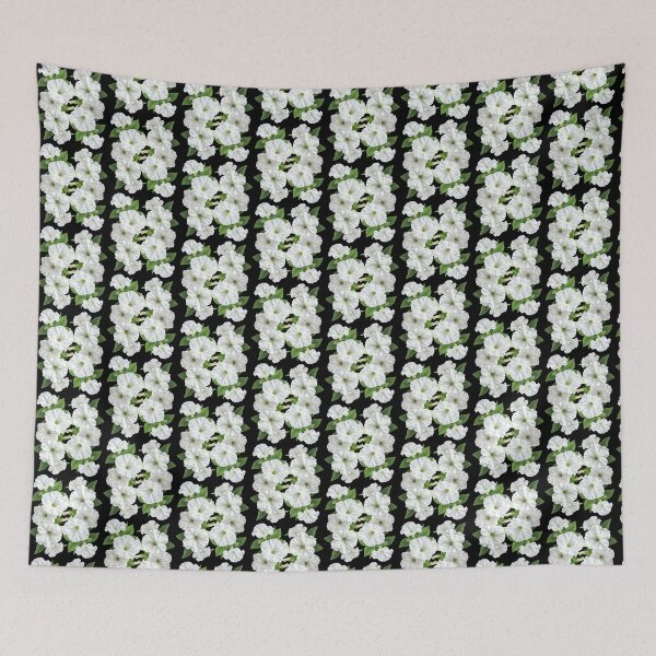 Item preview, Elegant White Petunias on Black – High Contrast Minimalist Floral Pattern designed and sold by ​Jyoti Digital Artist.
