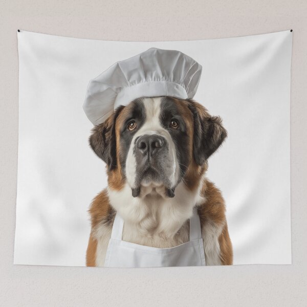 Item preview, Funny Saint Bernard Dog Chef Realistic Animal Cooking Humor Art designed and sold by LazyOwlStore.
