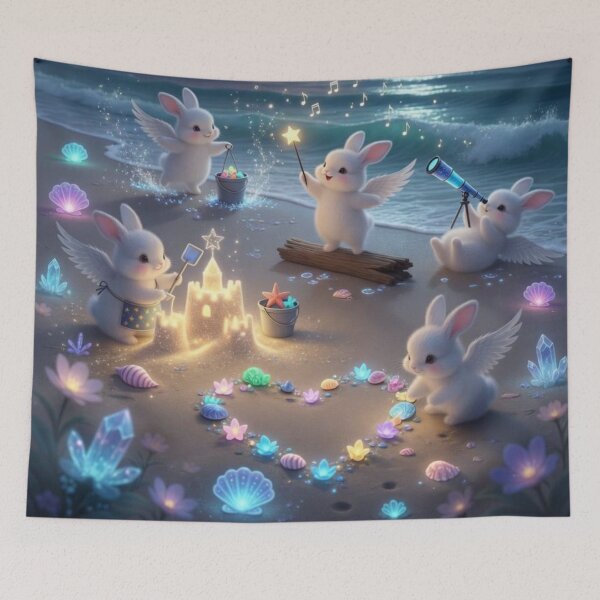 Item preview, Whimsical Fairy Tale Bunnies — Aurora Borealis Beach Adventure designed and sold by lovelistivkaa.