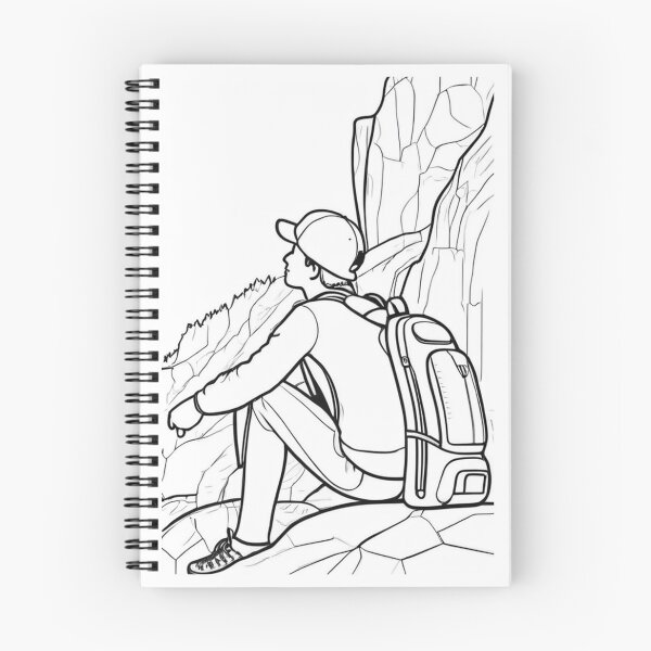Item preview, Illustration - Contemplative Hiker, Rocky and Steep Landscape designed and sold by Reverso-Design.