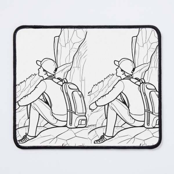 Item preview, Illustration - Contemplative Hiker, Rocky and Steep Landscape designed and sold by Reverso-Design.