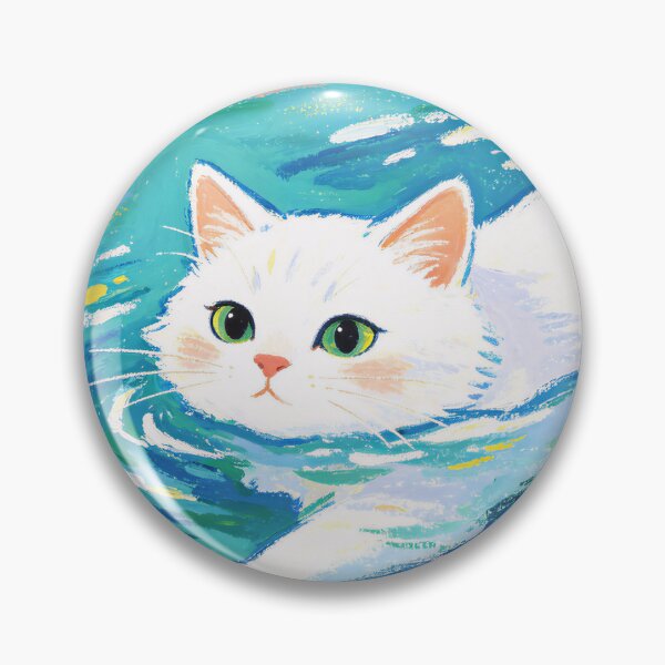 Item preview, Cute White Cat Swimming designed and sold by HoloHugDesigns.