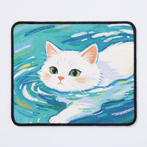 Item preview, Cute White Cat Swimming designed and sold by HoloHugDesigns.