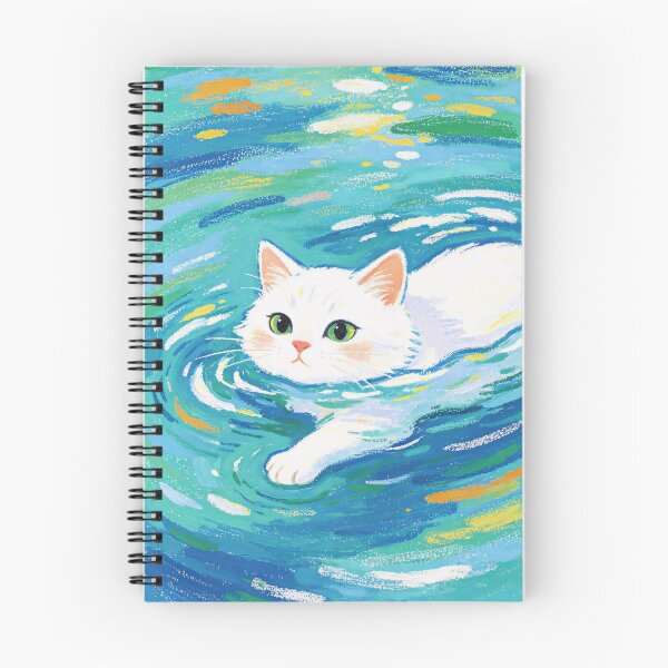 Item preview, Cute White Cat Swimming designed and sold by HoloHugDesigns.