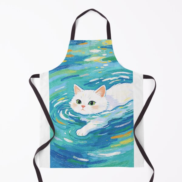 Item preview, Cute White Cat Swimming designed and sold by HoloHugDesigns.