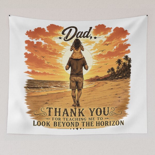 Item preview, Dad Thank You for Teaching Me to Look Beyond the Horizon | Father Daughter Sunset Vintage Design | Father's Day Gift designed and sold by Kittcatking.