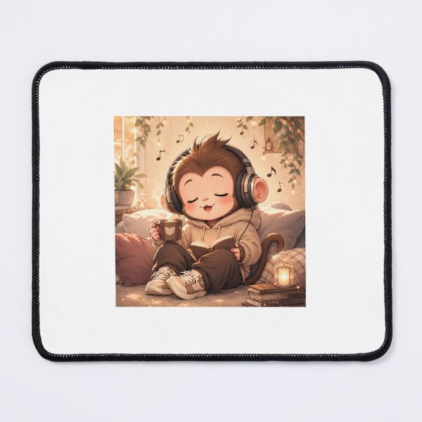 Item preview, Cute Lofi Monkey with Headphones Coffee Vibes Sticker designed and sold by Chinnibujji.
