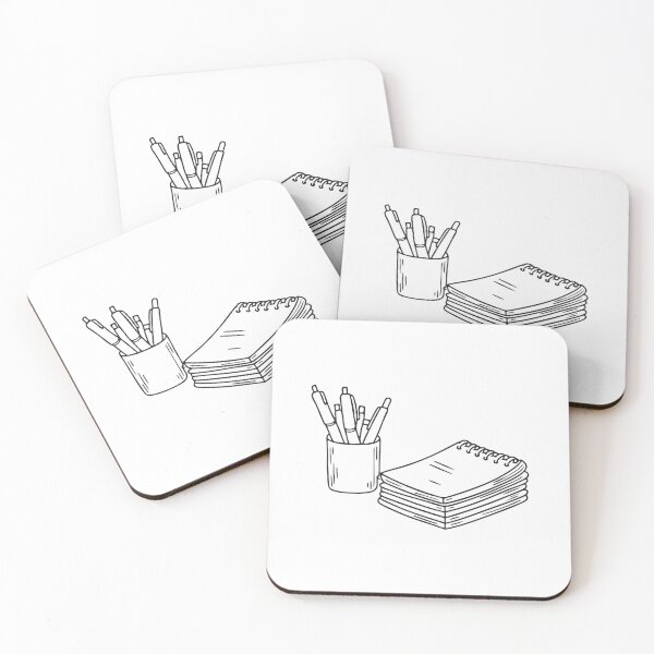 Item preview, Blank notebooks piled next to a pen filled cup designed and sold by rasagamastore.
