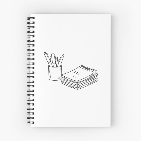 Item preview, Blank notebooks piled next to a pen filled cup designed and sold by rasagamastore.