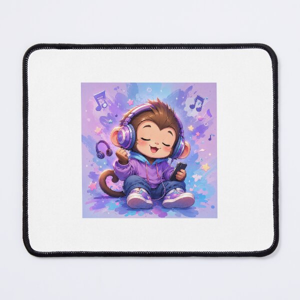 Item preview, Cute Kawaii Monkey with Headphones Music Vibes Sticker designed and sold by Chinnibujji.