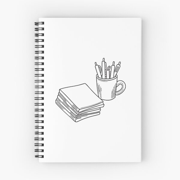 Item preview, A cup full of pens standing next to a stack of empty notebooks designed and sold by rasagamastore.