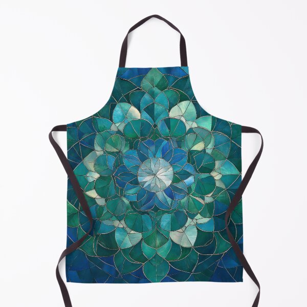 Item preview, Vintage Stained Glass Floral Mandala Blue Jade Mosaic Pattern designed and sold by GrinGalore.