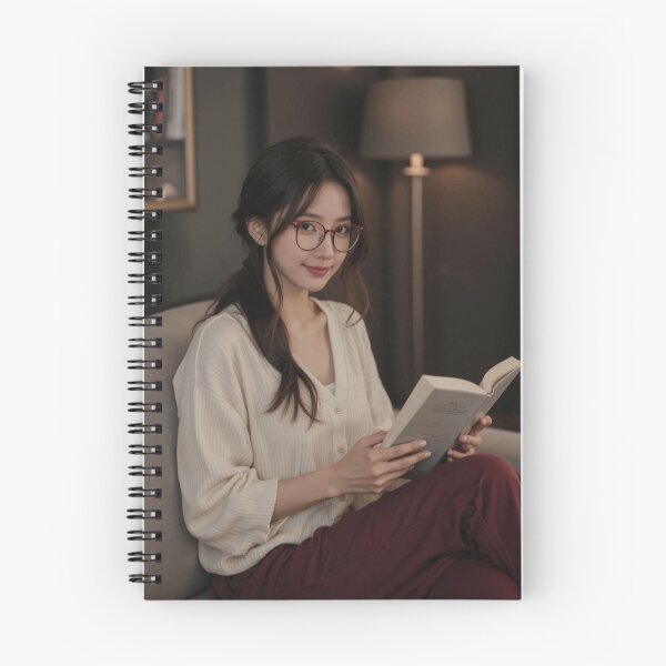 Item preview, Cozy Reading – Woman with Red Glasses designed and sold by SEIMEI2025.