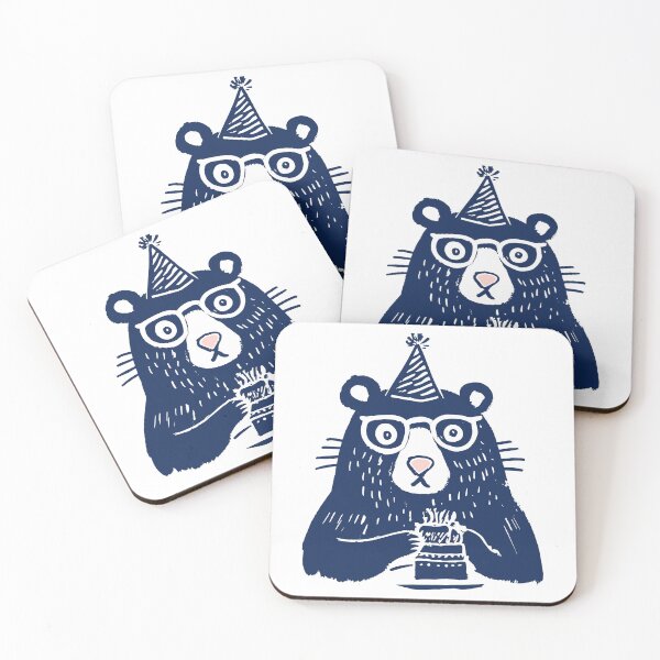Item preview, Birthday Bear with Party Hat Print designed and sold by daldadesign.