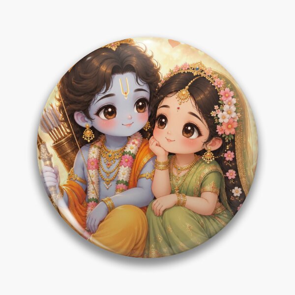 Item preview, Cute Kawaii Sita Ram Divine Couple Aesthetic Sticker designed and sold by Chinnibujji.