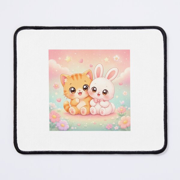 Item preview, Cute Kawaii Cat and Bunny Friends Pastel Sticker designed and sold by Chinnibujji.