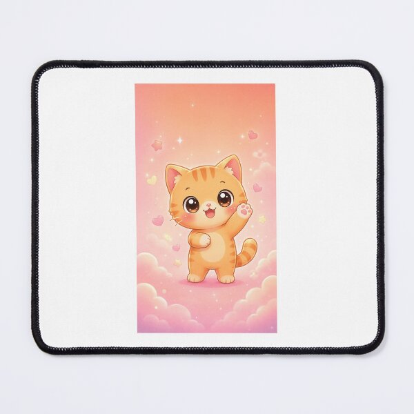 Item preview,  "title": "Cute Kawaii Standing Cat Waving Pastel Aesthetic Sticker",   designed and sold by Chinnibujji.