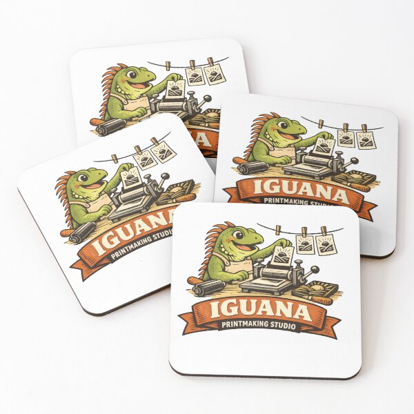 Aperçu de l'œuvre Iguana Printmaking Studio Whimsical Studio Mascot créée et vendue par TheRealTaria.