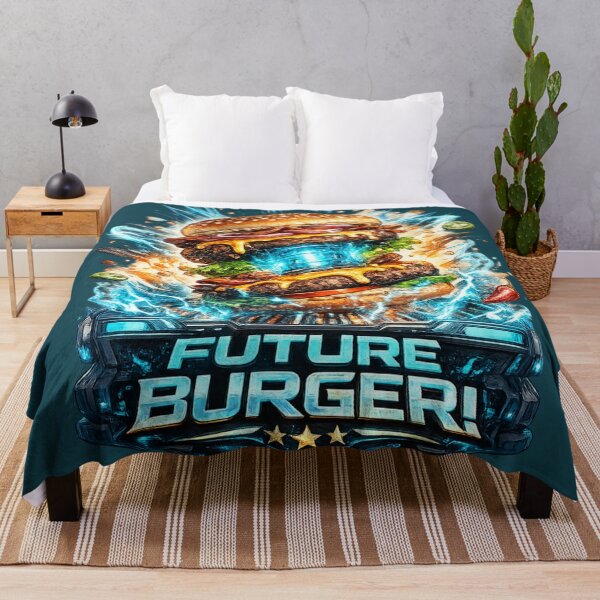 Item preview, Future Burger: Cyberpunk Tech Neon Blue Sci-Fi Design designed and sold by irfanshikh.