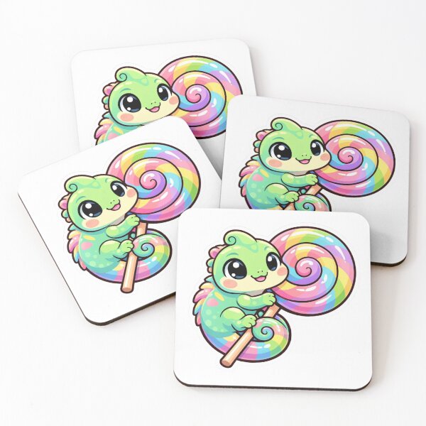 Item preview, Cute Chameleon Lollipop - Kawaii Rainbow Candy Animal Sticker designed and sold by AuraArtistica.