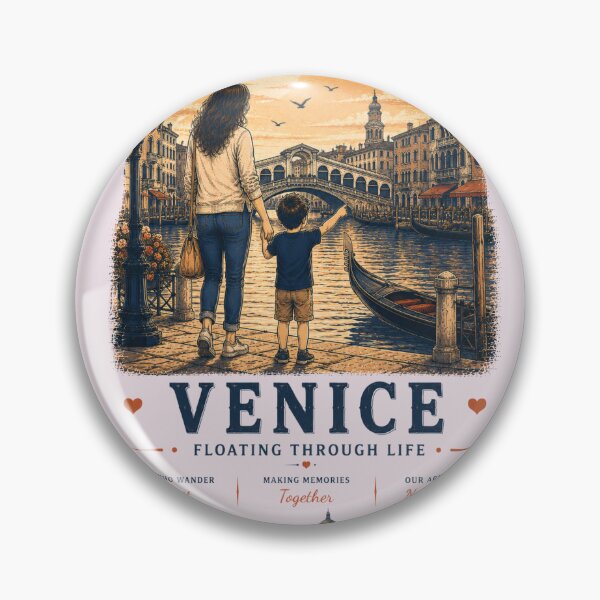 Aperçu de l'œuvre Venice Mother Son Duo Floating Through Life créée et vendue par BagFactoryUK.