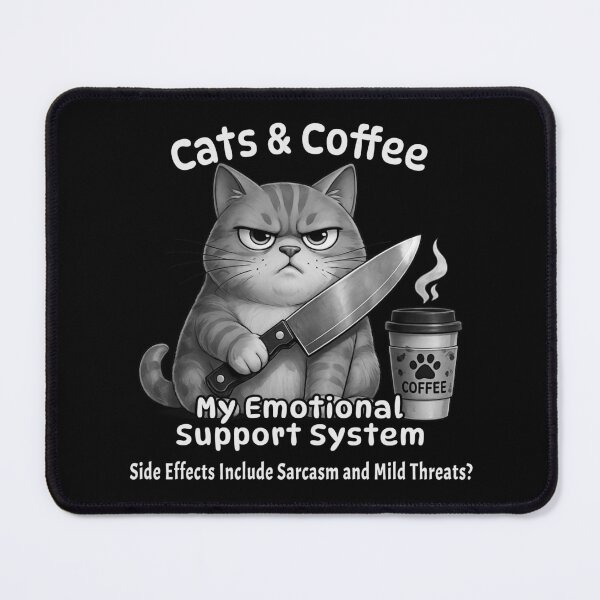 Item preview, Cats & Coffee My Emotional Support System Funny Grumpy Cat Shirt | Sarcastic Coffee Lover Gift | Cat Mom & Introvert Humor designed and sold by A-T-H.