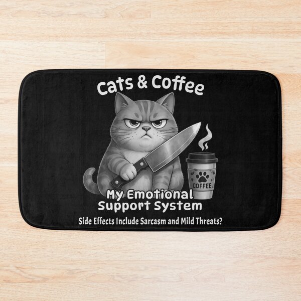 Item preview, Cats & Coffee My Emotional Support System Funny Grumpy Cat Shirt | Sarcastic Coffee Lover Gift | Cat Mom & Introvert Humor designed and sold by A-T-H.