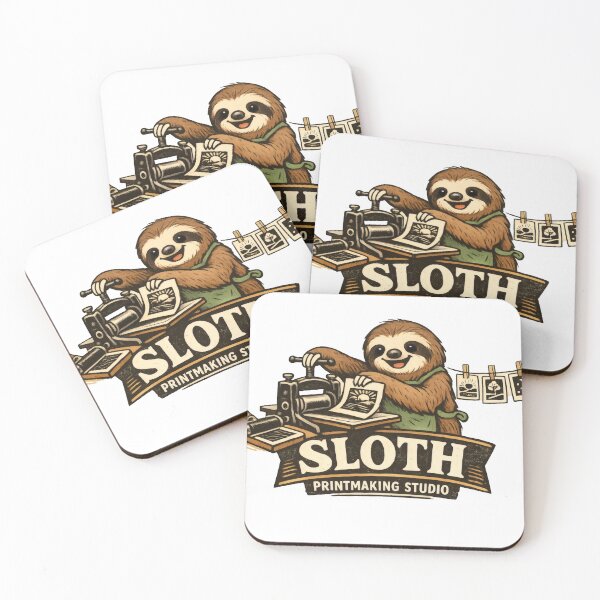 Aperçu de l'œuvre Sloth Printmaking Studio Whimsical Studio Mascot créée et vendue par TheRealTaria.