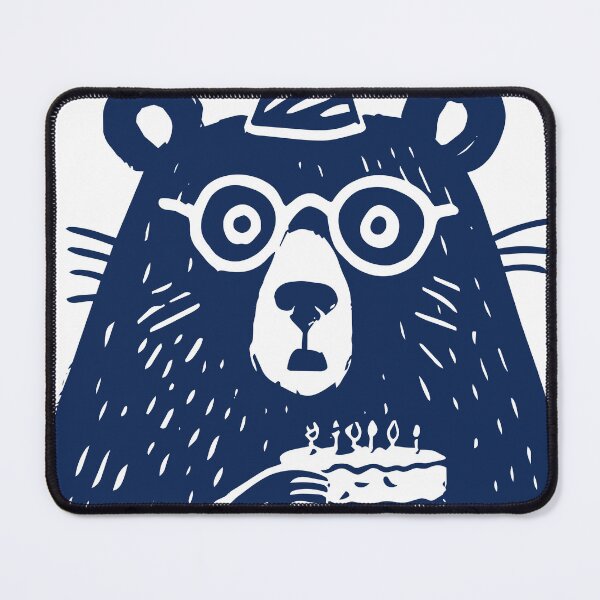 Item preview, Birthday Bear White Line Art Print designed and sold by daldadesign.