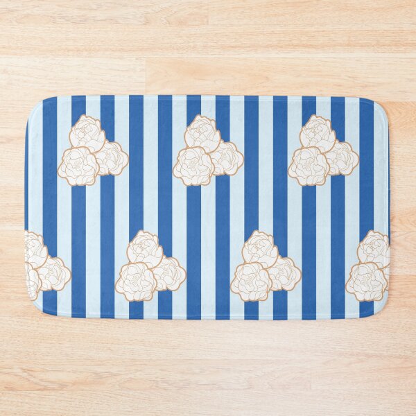 Item preview, Peonies on Stripes - Blue designed and sold by prynadd / Alena's Magic Patterns.
