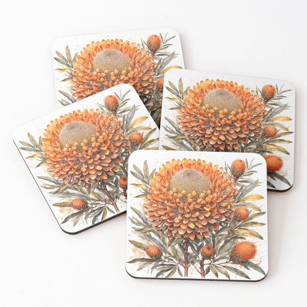 Item preview, Banksia Flower Watercolor Painting designed and sold by RawNaturePrints.