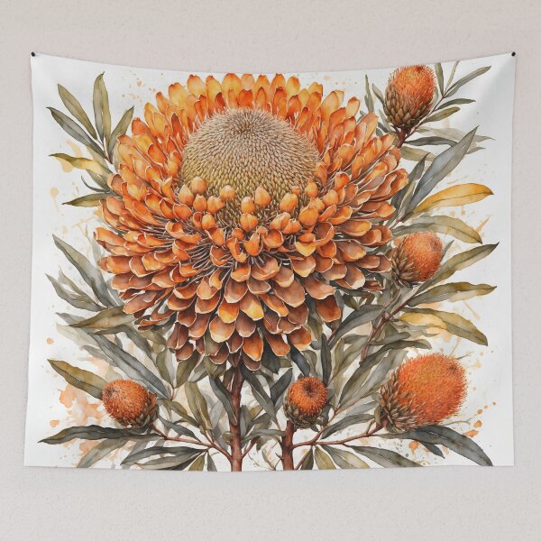 Item preview, Banksia Flower Watercolor Painting designed and sold by RawNaturePrints.