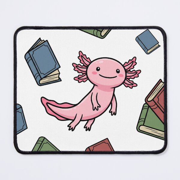 Item preview, Cute Axolotl Swimming in a Sea of Books Illustration designed and sold by pattman.