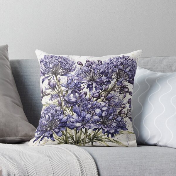 Item preview, Agapanthus Flower Watercolor Painting designed and sold by RawNaturePrints.