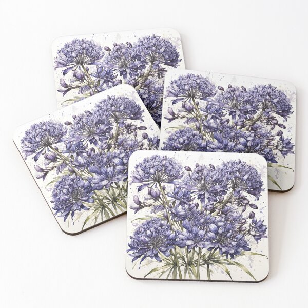 Item preview, Agapanthus Flower Watercolor Painting designed and sold by RawNaturePrints.