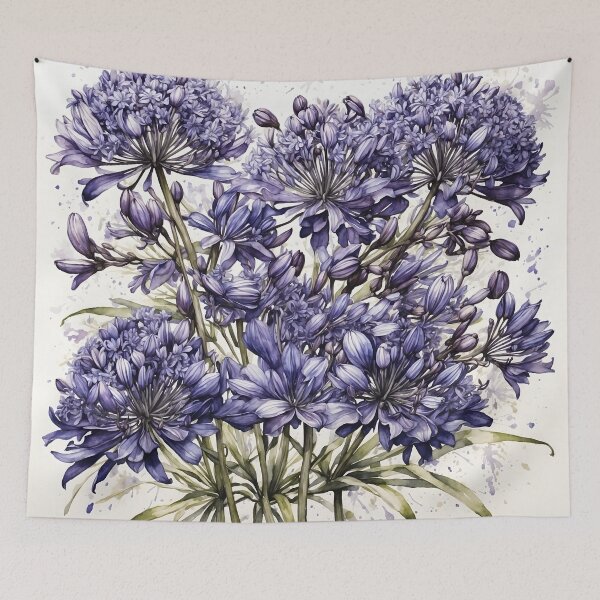 Item preview, Agapanthus Flower Watercolor Painting designed and sold by RawNaturePrints.